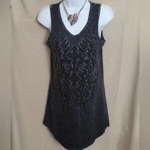 Embellished Black Sleeveless Top